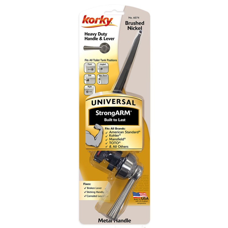Korky Strong Arm Metal Toilet Handle and Lever - Universal to Fit Front, Angled, Side, Left, and Right Mount Toilets - Brushed Nickel, Simple Style, 6074BP - Image 4